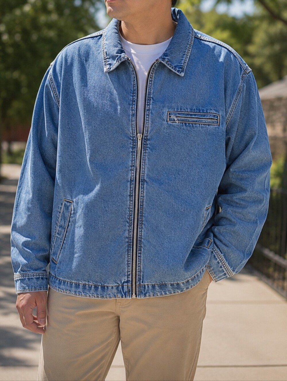 Nwt Levi's Light Blue Denim Zip-Up Jacket